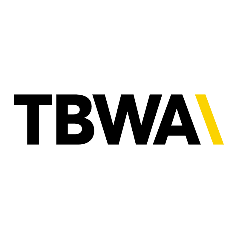 The logo of TBWA agency
