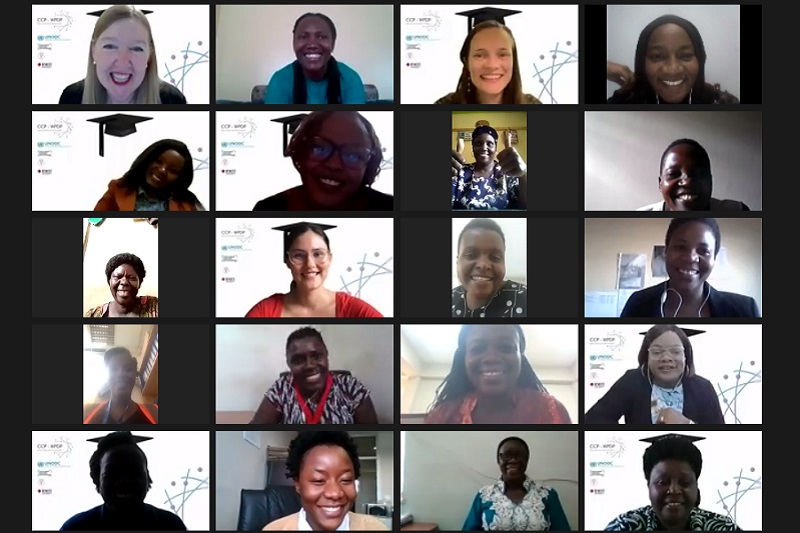 Virtual meeting screenshot of participants and instructors of the program