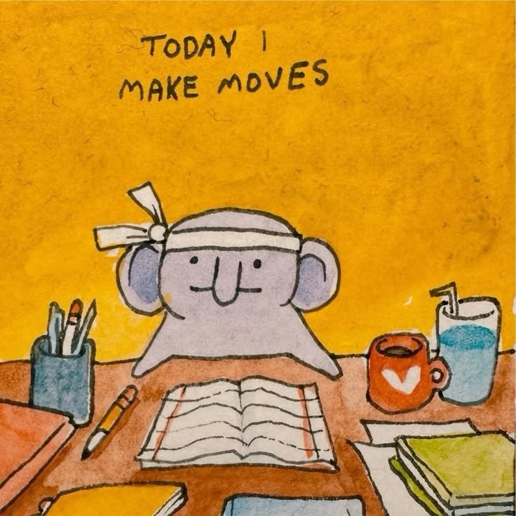 cartoonish-character-sitting-at-a-work-station-stating-today-i-make-moves