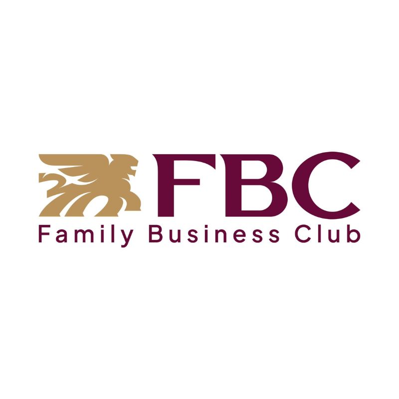 FBC Family Business Club logo featuring a stylised gold eagle head and maroon text.