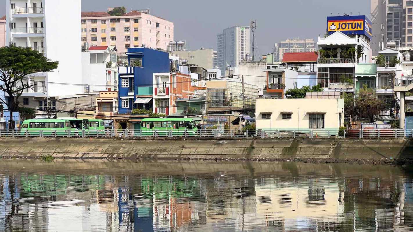 A riverside street in District 4, Ho Chi Minh city, Vietnam