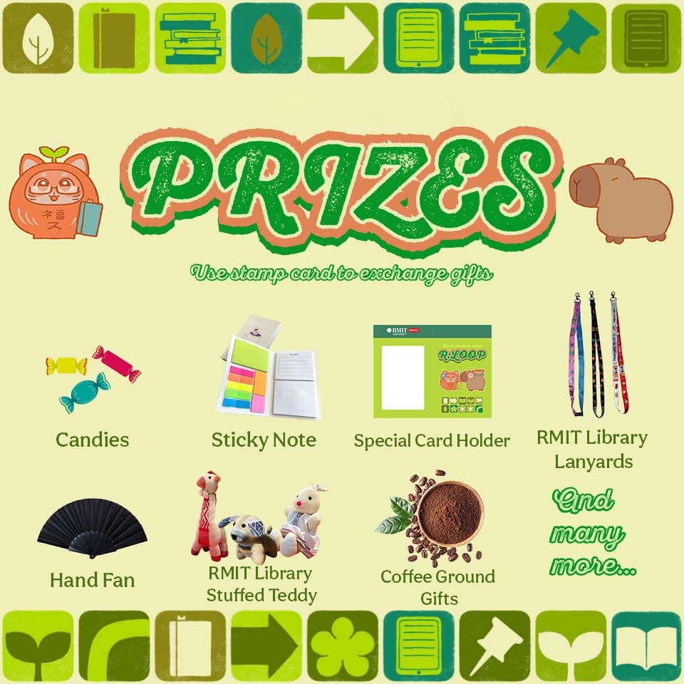 two cartoon animals reading, surrounded by eco-themed icons and highlights sustainability.