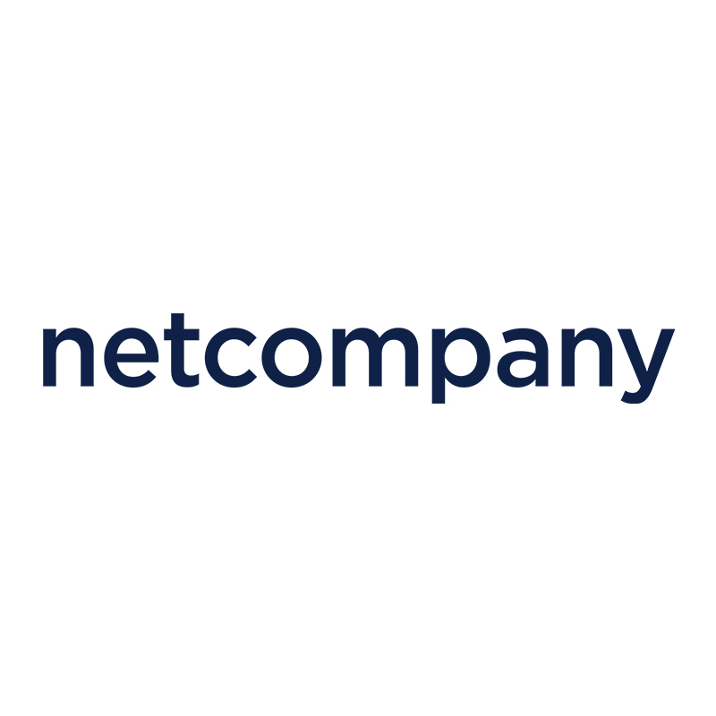 The logo of Netcompany in dark grey