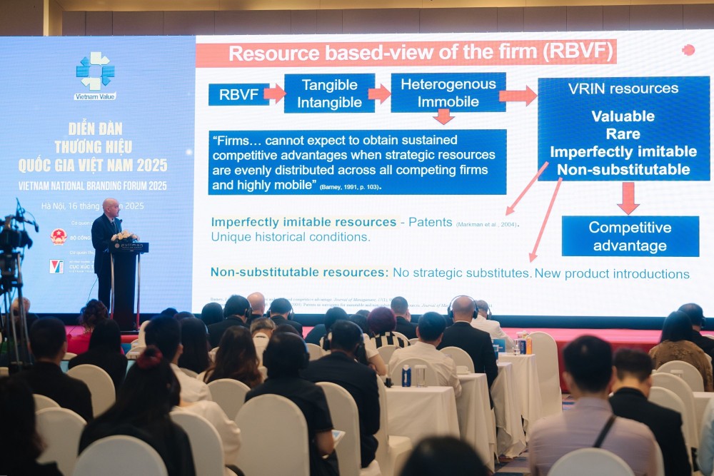 Associate Professor Abel D. Alonso spoke at the 2025 National Branding Forum on 16 April in Hanoi. (Photo: RMIT)