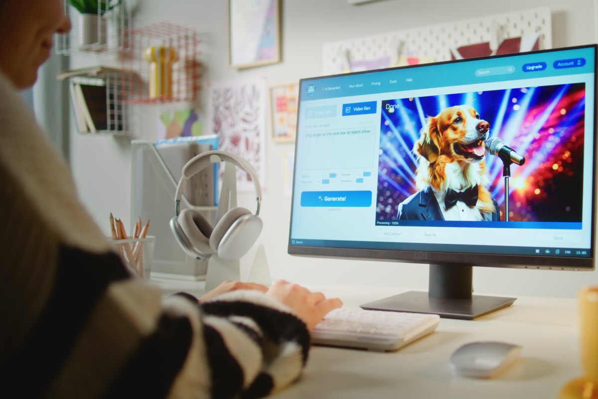 AI-generated singing dog video