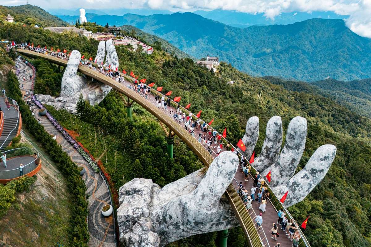 Da Nang Golden Bridge held up by two giant stone hands