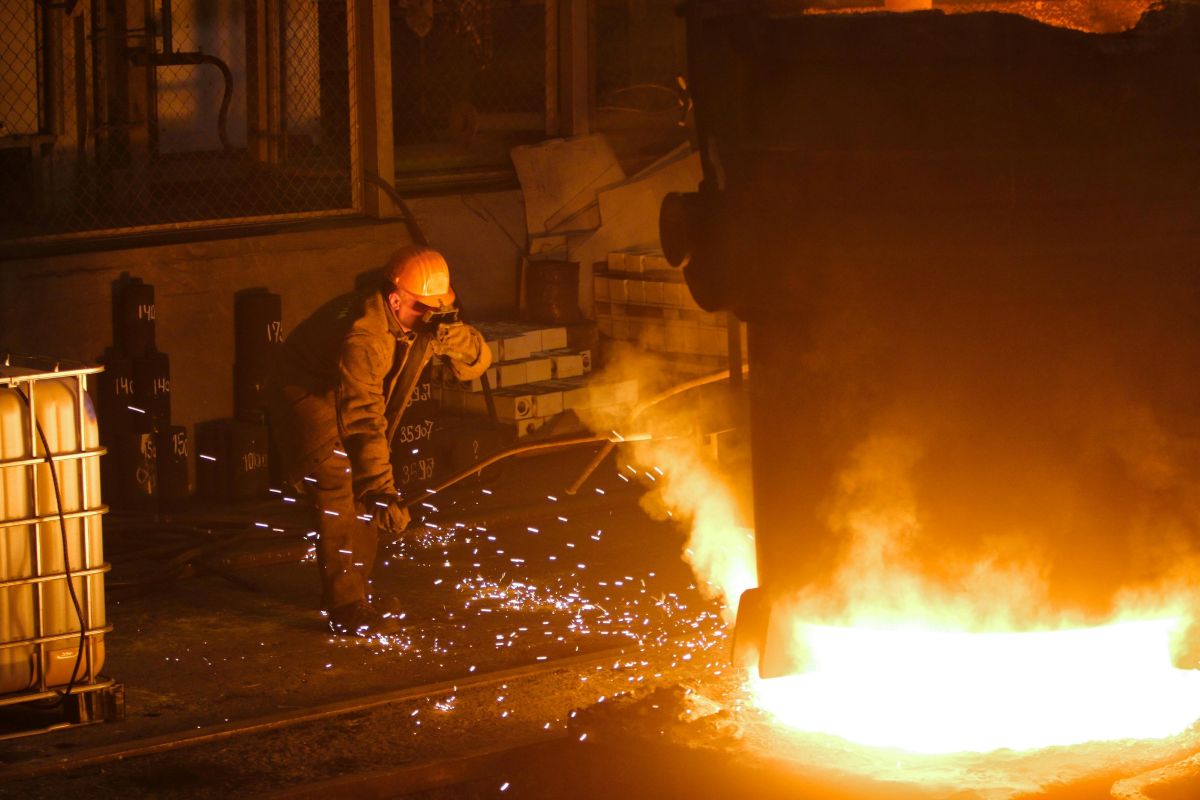Factory worker at a foundry in a factory