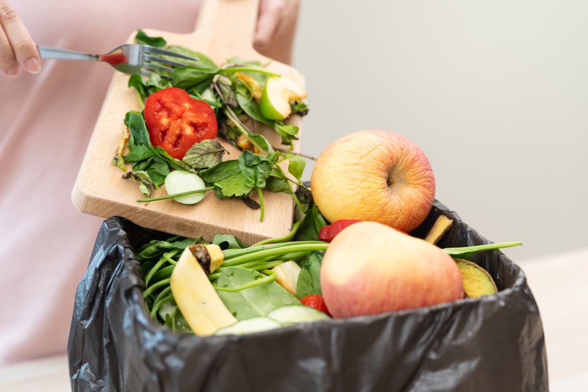 Fruits and vegetable scraps being discarded