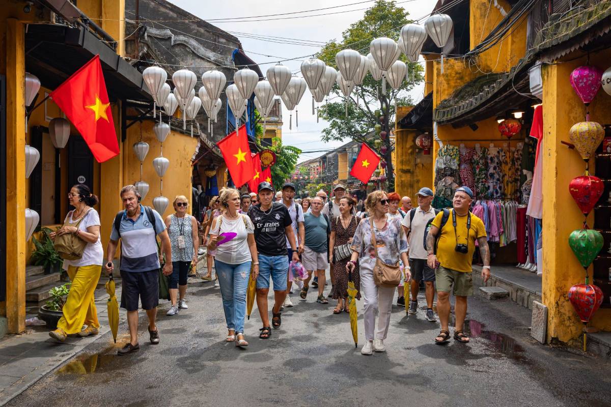 Group of Western tourists in Hoi An