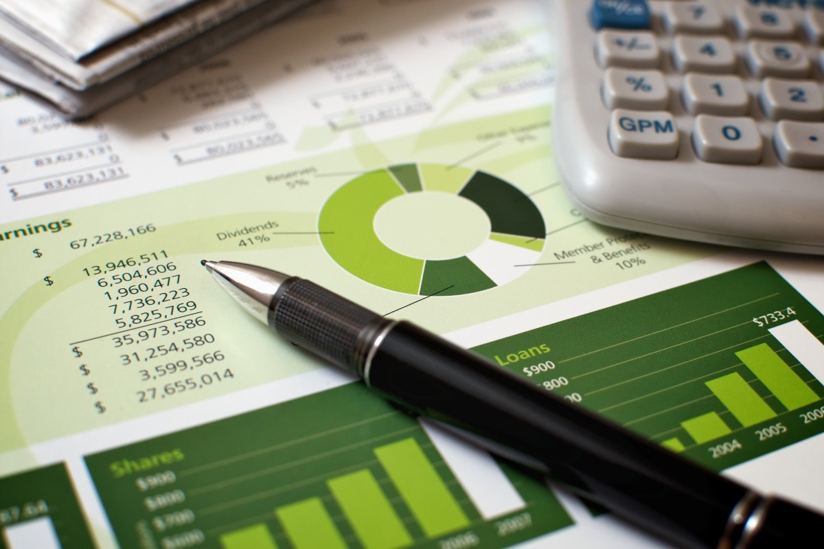 A print-out of a financial report