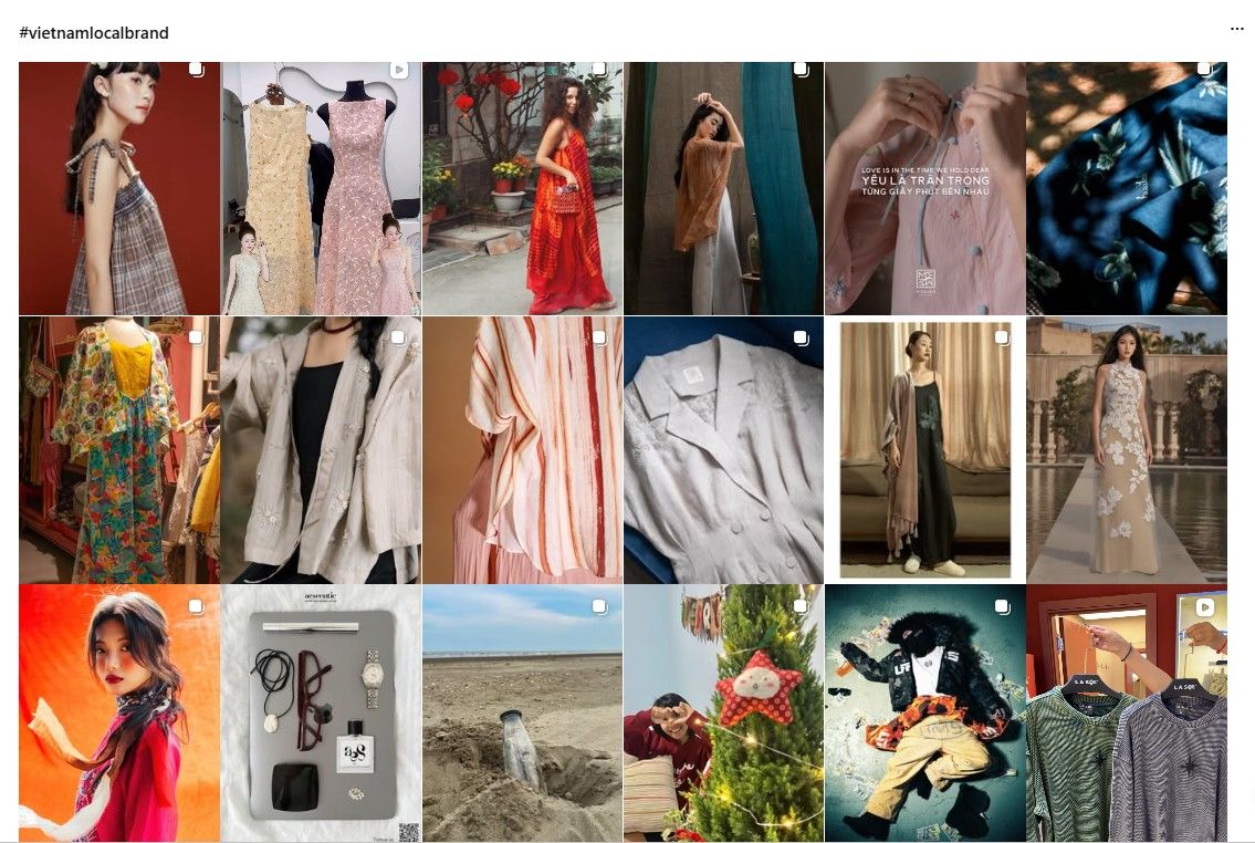 Screenshot of #vietnamlocalbrand results page on Instagram search