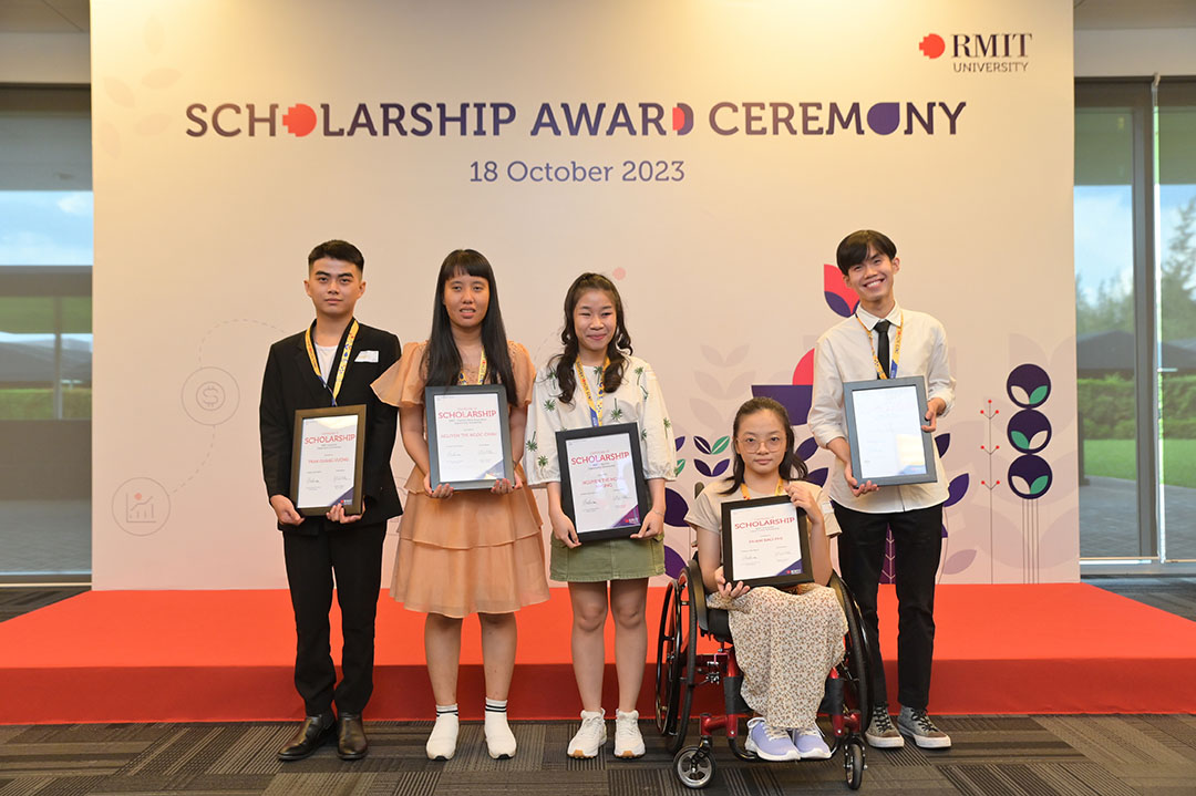 RMIT Vietnam’s Opportunity Scholarships winners at Saigon South campus in 2023
