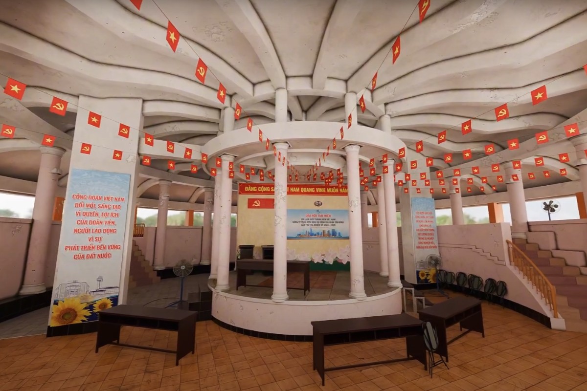 Public hall at Hoang Van Thu Park – a familiar civic space that bridges urban life and historical memory. (Created by Nguyen Xuan Dien)