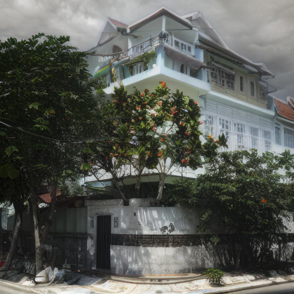 Mr Berg has used his own photographic archive to train Stable Diffusion and DreamBooth to generate this image of a townhouse in suburban Ho Chi Minh City for his project “All The Places I Have Lived”. (Photo: Christian Berg)