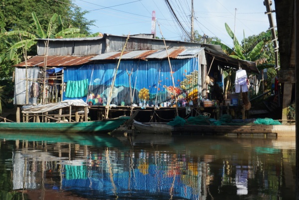 The murals were painted across 800m2 of resident walls near Tien River, Tan Tich Hamlet, Tinh Thoi Commune, Cao Lanh Province.