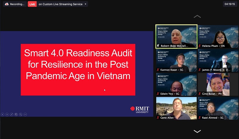 Deputy Dean of the RMIT School of Business & Management Professor Robert McClelland (pictured in the top left frame) announced the research project at the virtual ‘Shape the World Summit 2021’ which attracted many international experts.