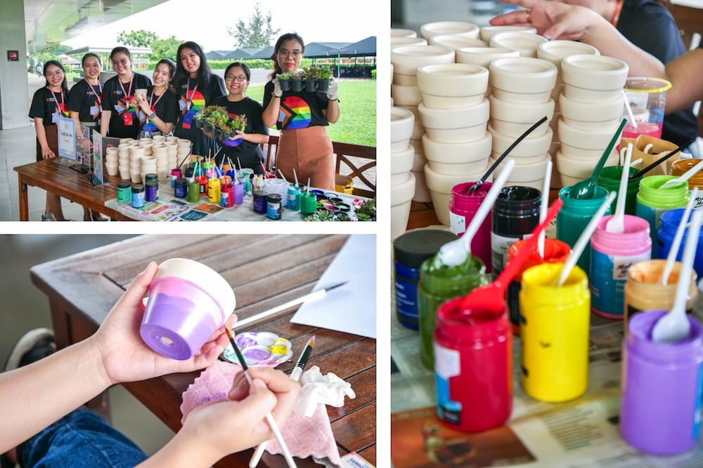 “Rainbow Garden: Paint a Planter” workshop on the Saigon South campus.