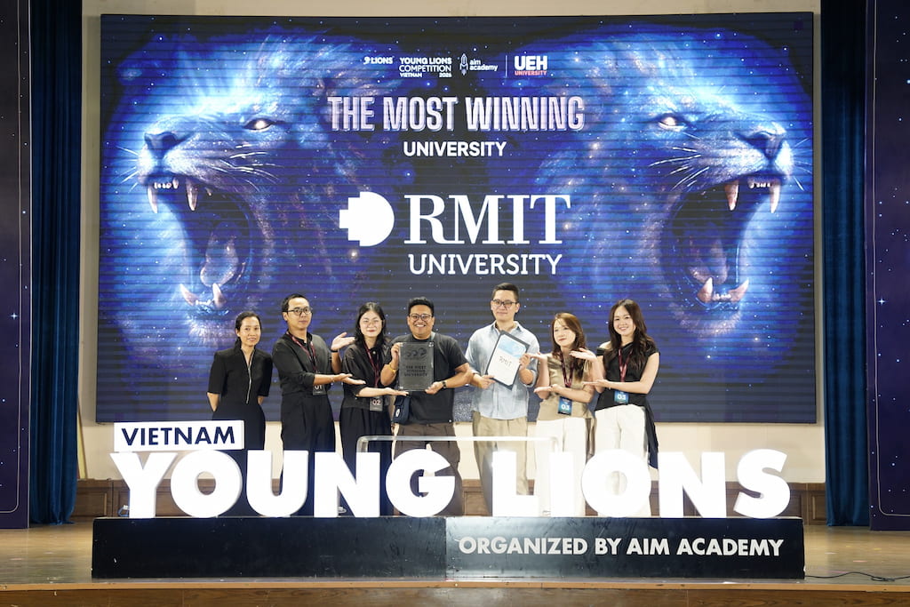 Đại học RMIT Việt Nam một lần nữa khẳng định thế mạnh sáng tạo khi lần thứ năm được vinh danh là “Đại học có nhiều đội thắng giải nhất” tại Vietnam Young Lions. (Nguồn: Vietnam Young Lions)