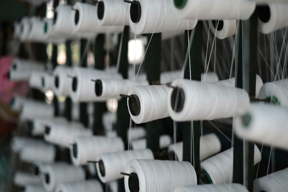 Threads in textile factory