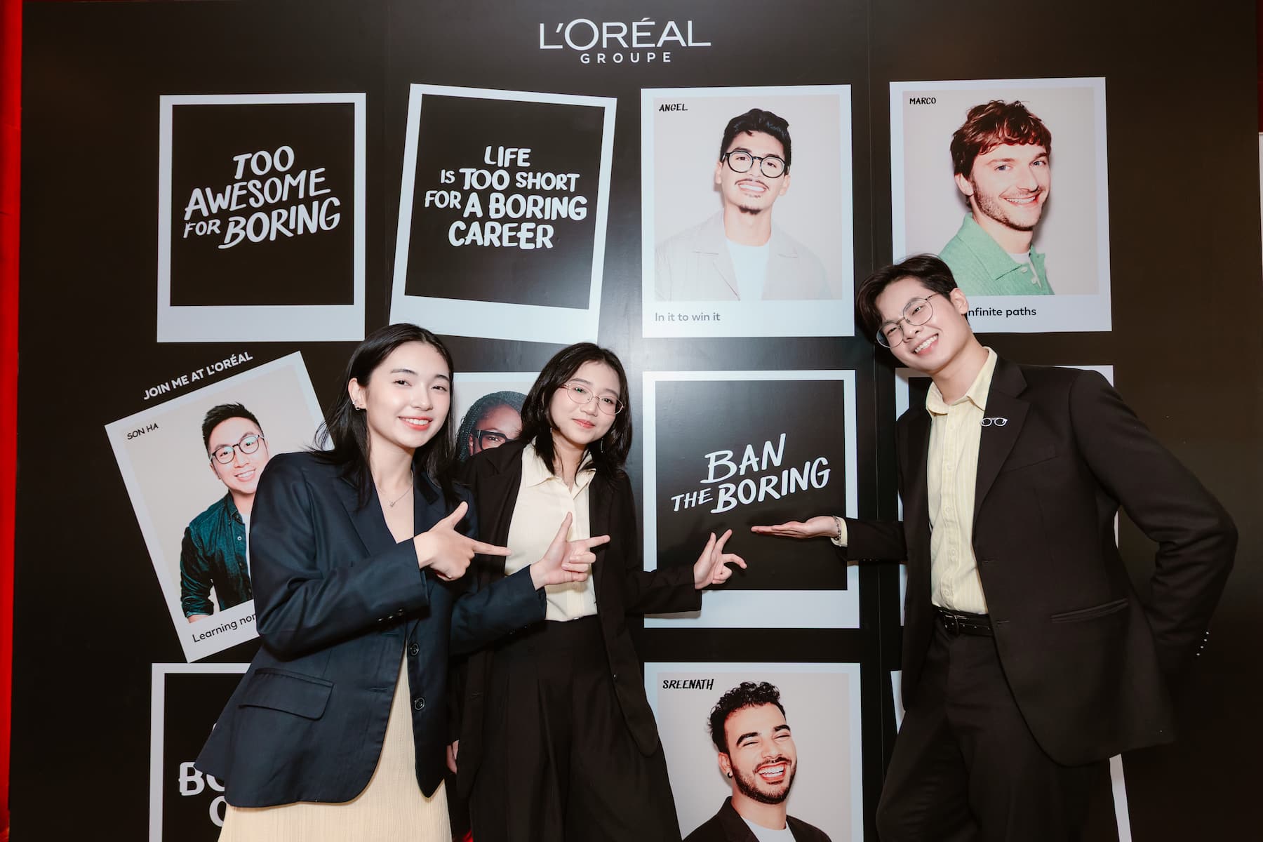 Từ trái qua: Trần Minh Anh Thư, Nguyễn Quỳnh Lâm, Nguyễn Lê Minh Trung của đội “ALT” - ALTERNATIVE (Nguồn: L’Oréal Brandstorm)