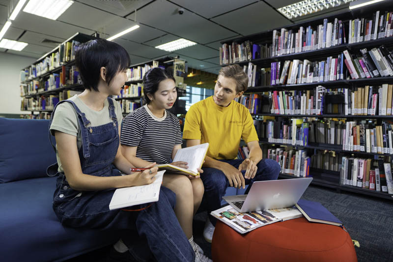 Students in a library