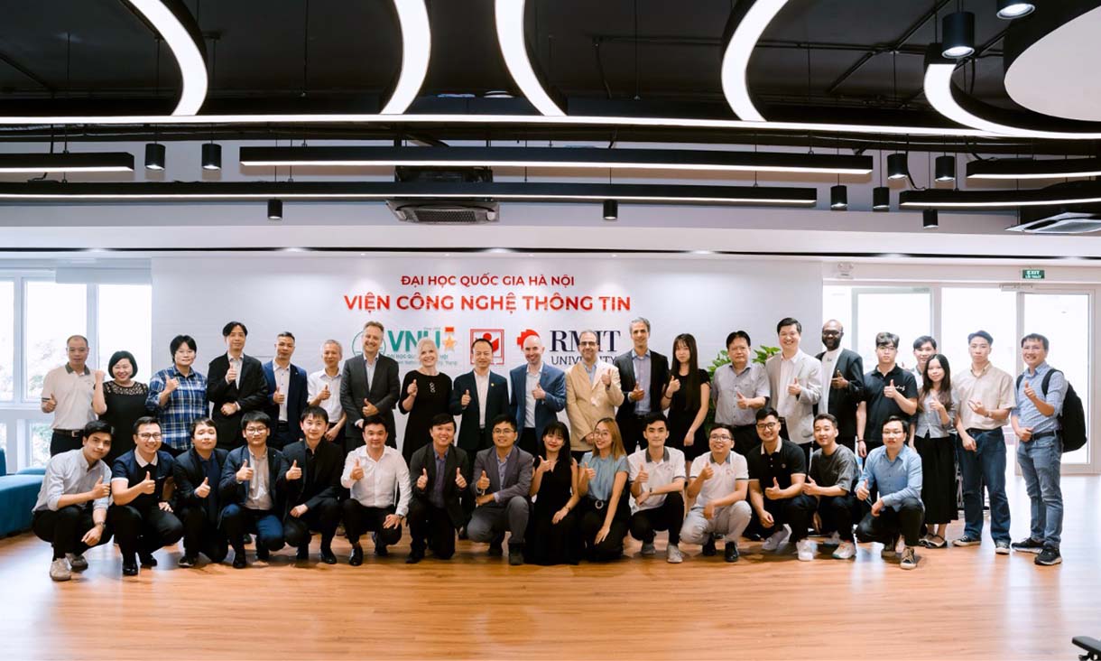 People take a photo on workshop stage