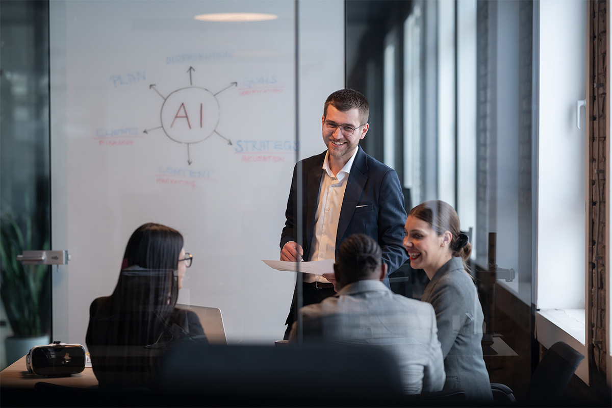 A group is discussing AI
