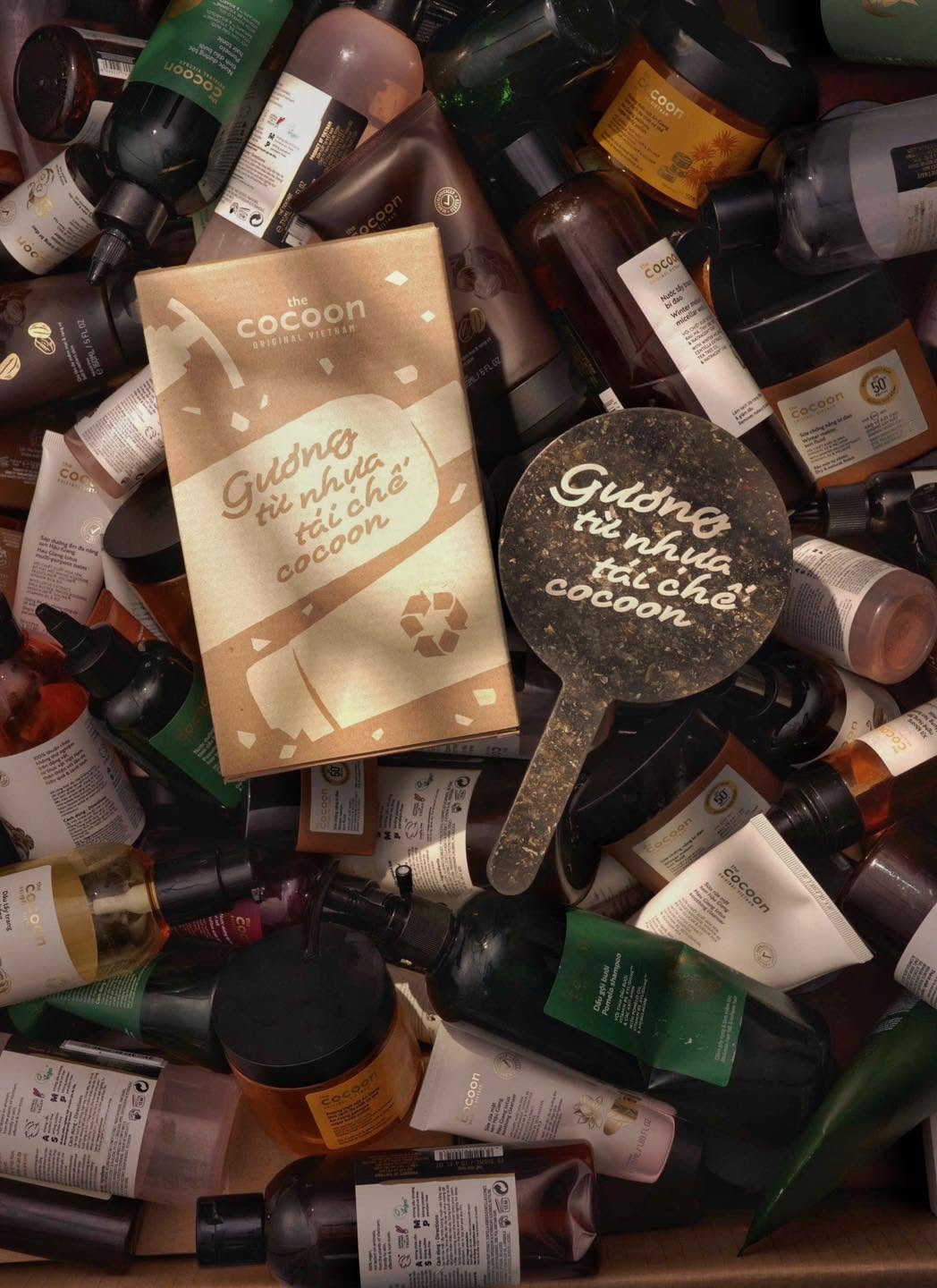 Product made from recycled cocoon bottles