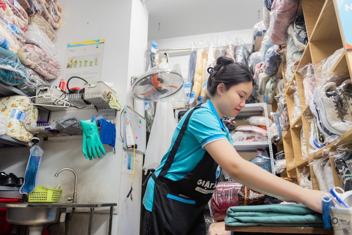 Sang staff packing clothes