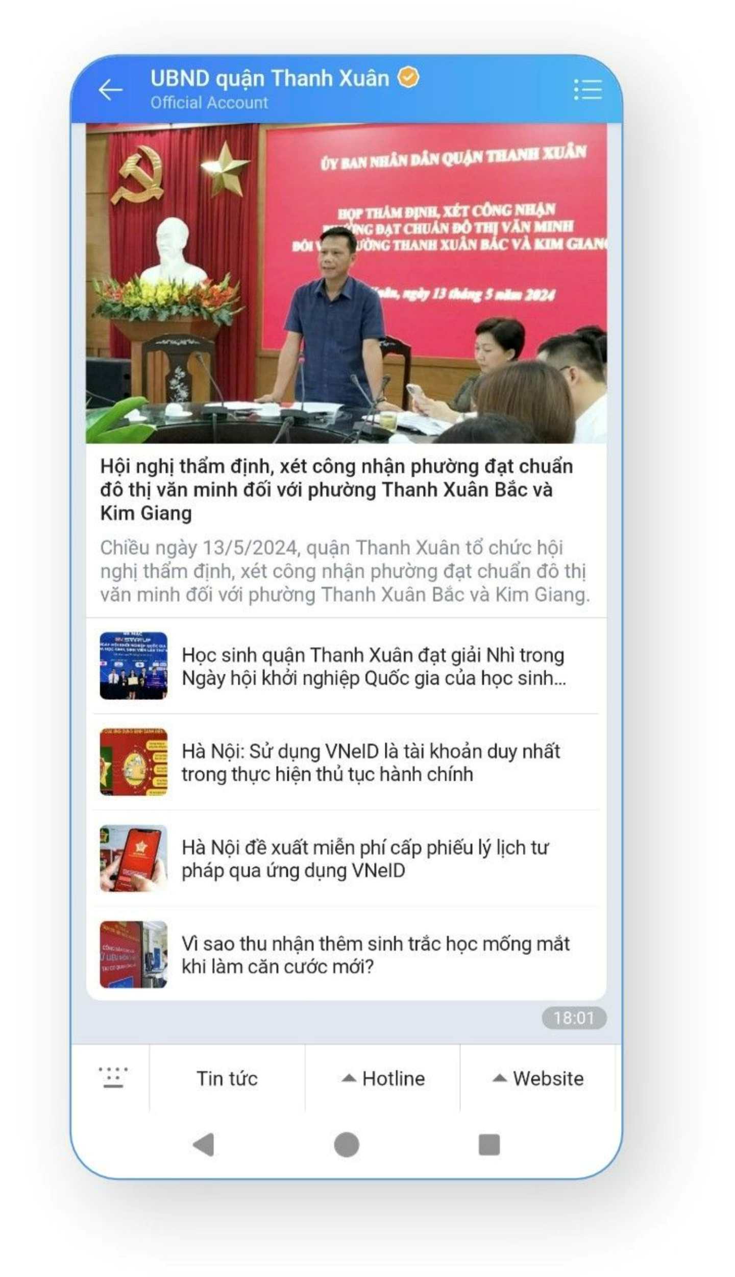 Zalo Official Accounts service enhances communications and interactions between citizens and government bodies