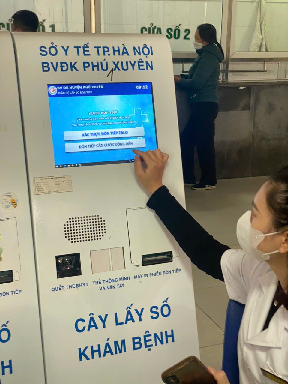Digital kiosk at Phu Xuyen general hospital in Hanoi