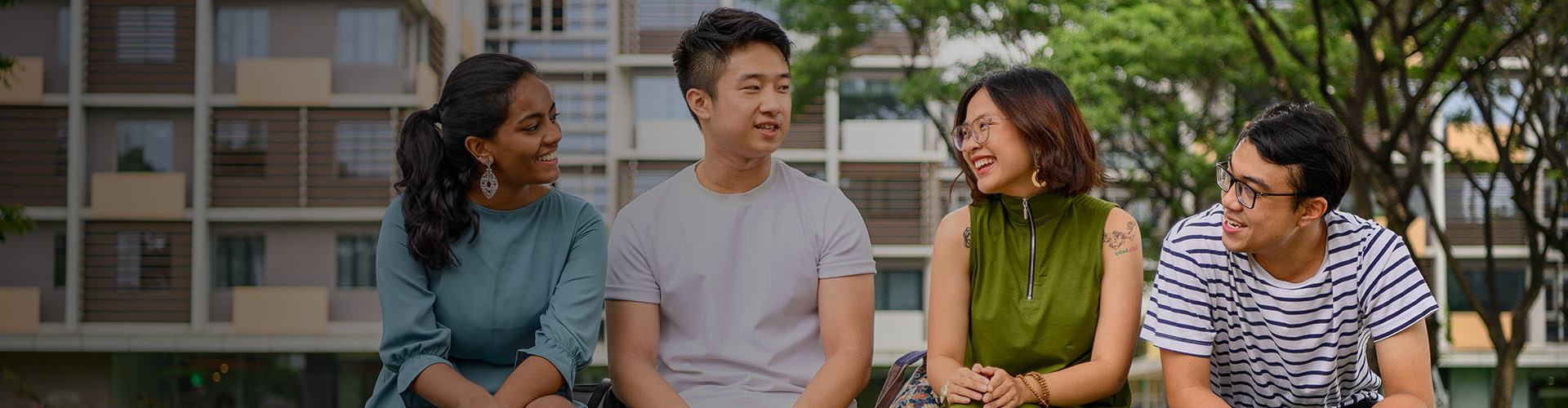 Students sitting outdoors