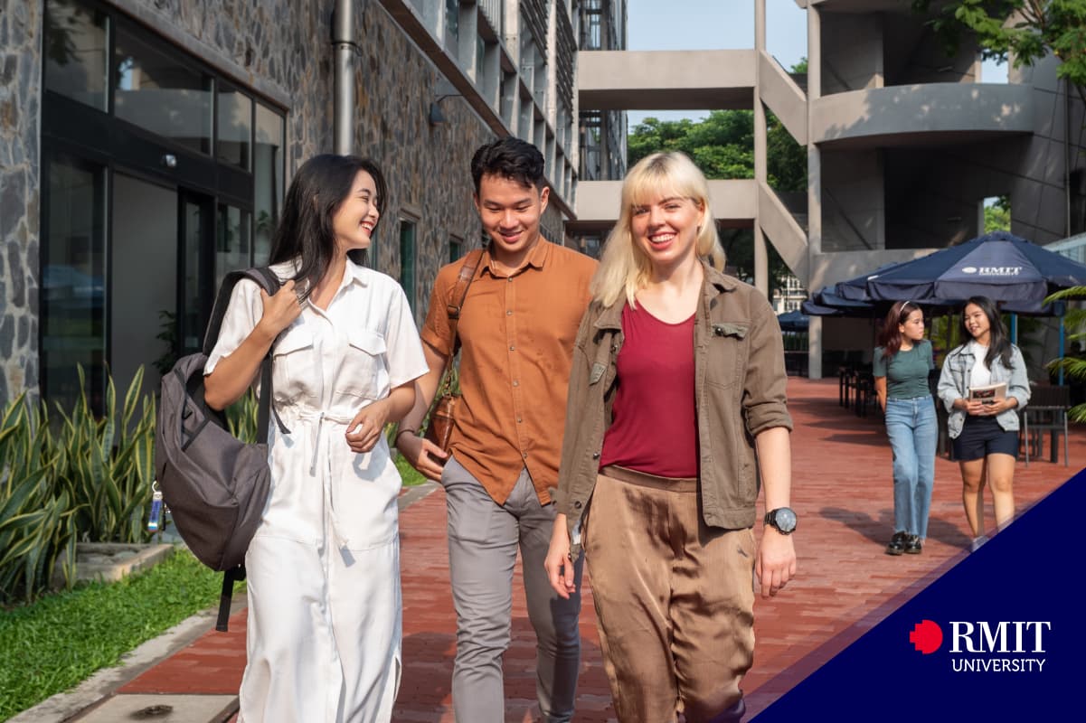 students walking outdoor saigon campus