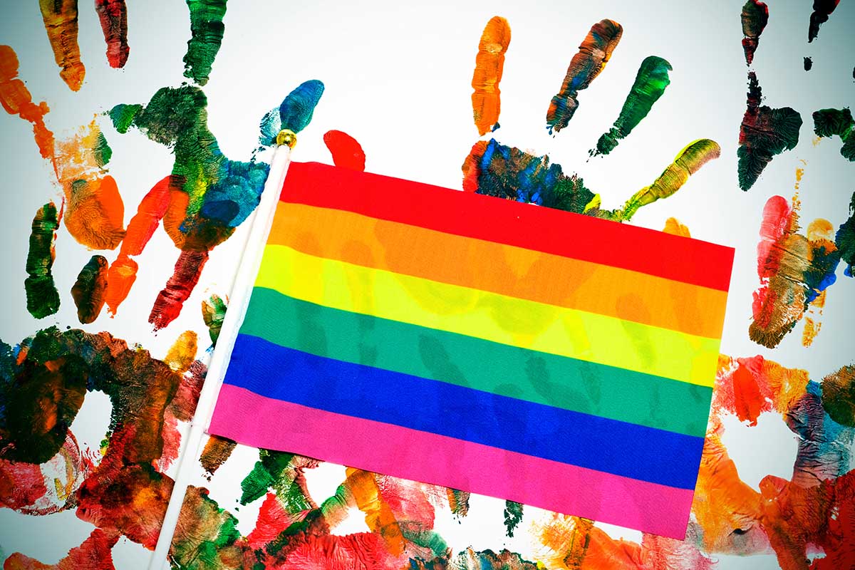 rainbow flag in fingerprint art