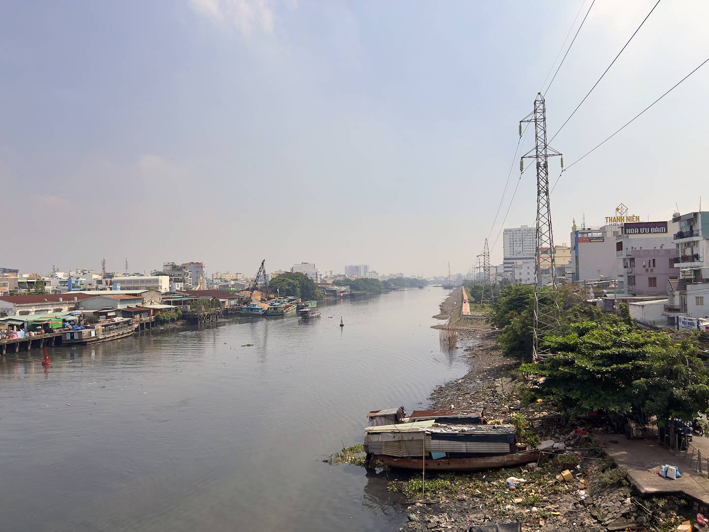 View of a river with a boat in Vietnam