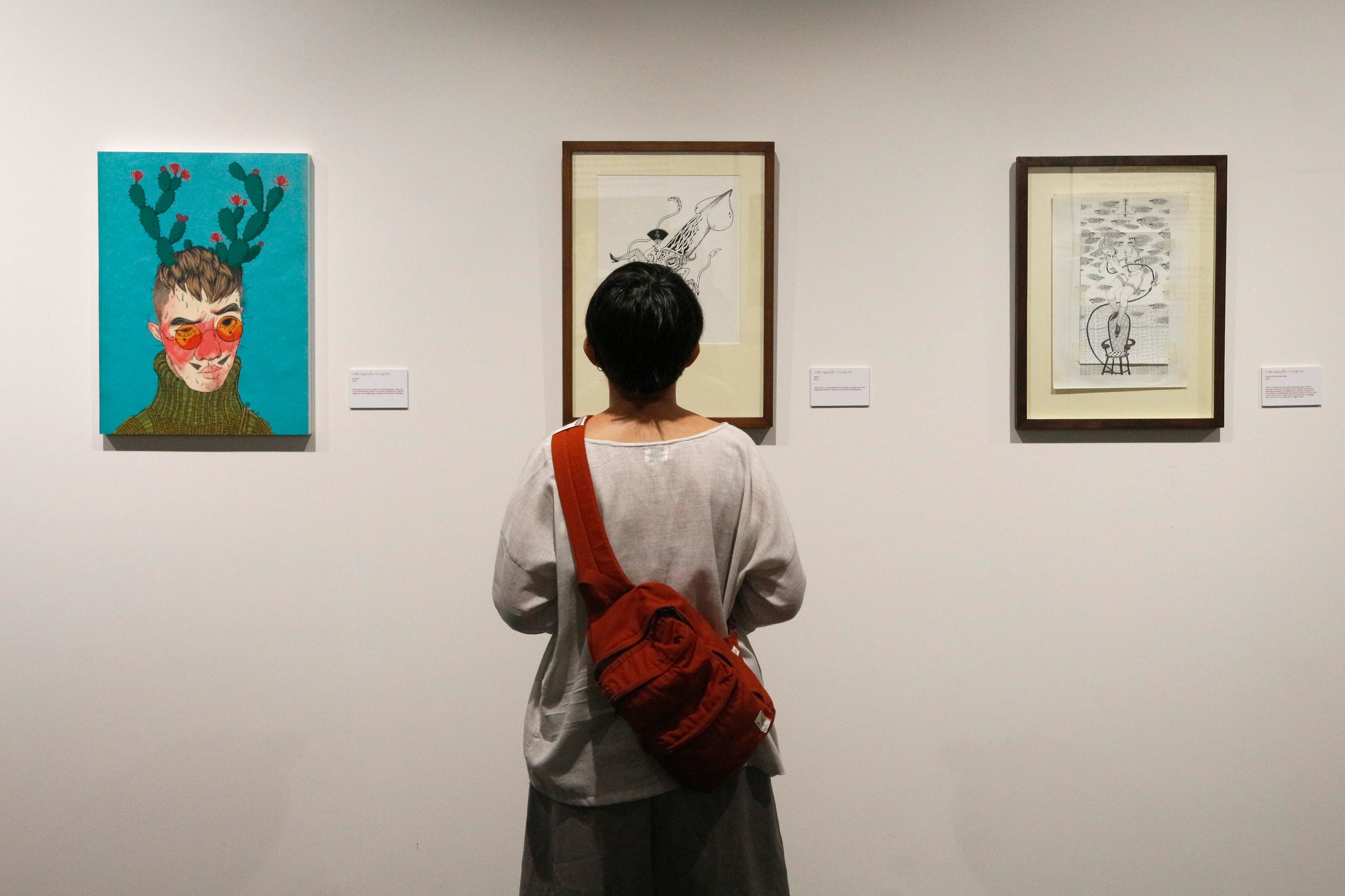 Các bức vẽ thể hiện rõ nét khác biệt trong tranh của nghệ sĩ Việt mà vẫn không đánh mất nét hiện đại trong đó.  