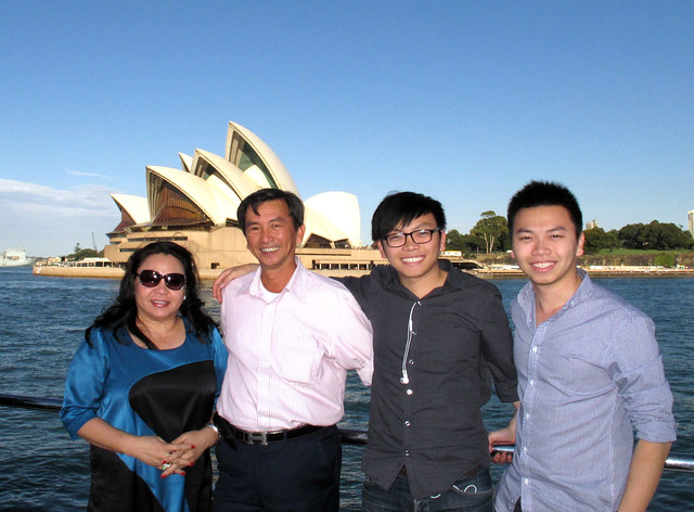 Giang (first from right) and his family in Australia.