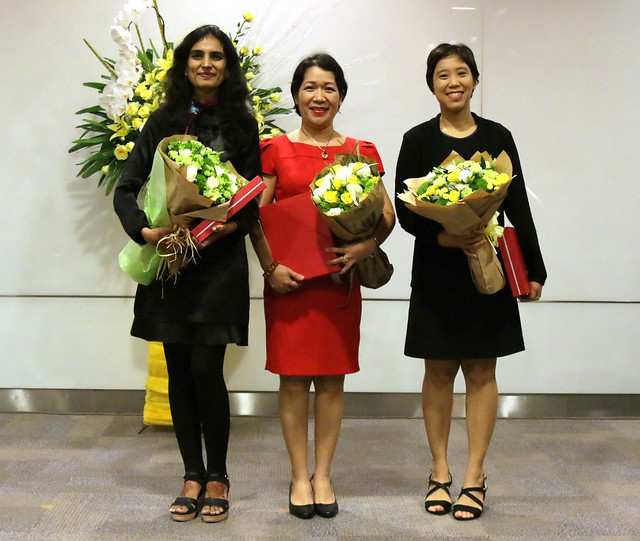 Three outstanding lecturers, (from left) Greeni Maheshwari, Nguyen Anh Thu and Supanida Chantarin, have won the RMIT Vietnam 2016 Excellence in Teaching Awards.