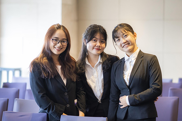 The three students make the most out of their university life by entering international competitions.