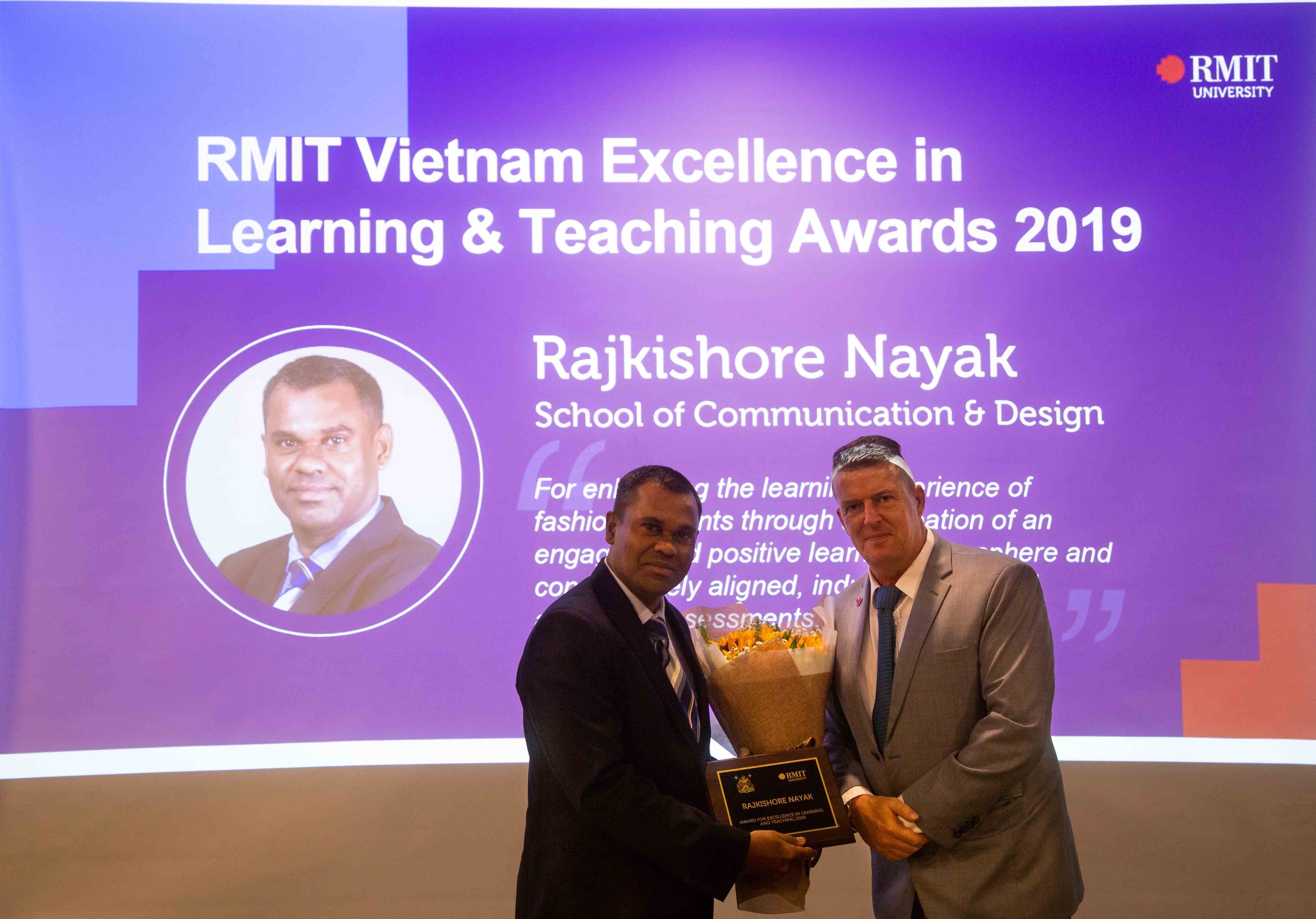 Dr Rajkishore Nayak, Fashion Merchandising Senior Lecturer from the School of Communication & Design, received the Outstanding Contributions to Student Learning award for his significant impact on student learning through his enthusiastic and professional approach, strong engagement with industry and use of authentic assessment. 