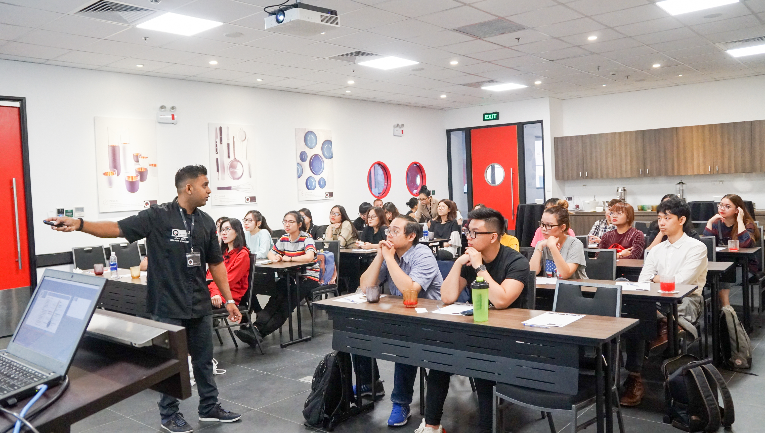 Tourism and Hospitality Management students attend a workshop on restaurant kitchen management conducted by Q Industries Vietnam.