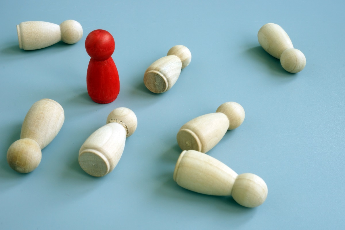 Illustration of competitive advantage using wooden blocks
