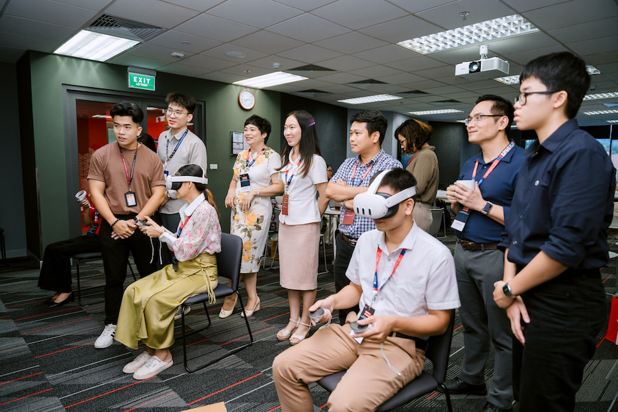 Participants tried VR goggles
