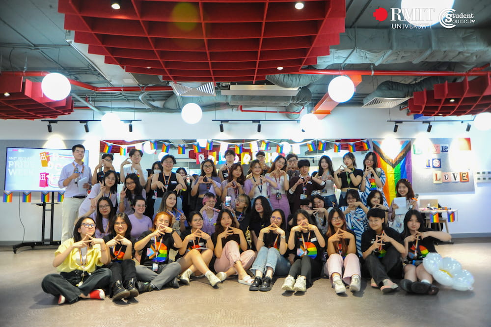 Participants of the R-Doore You flash mob in Hanoi.