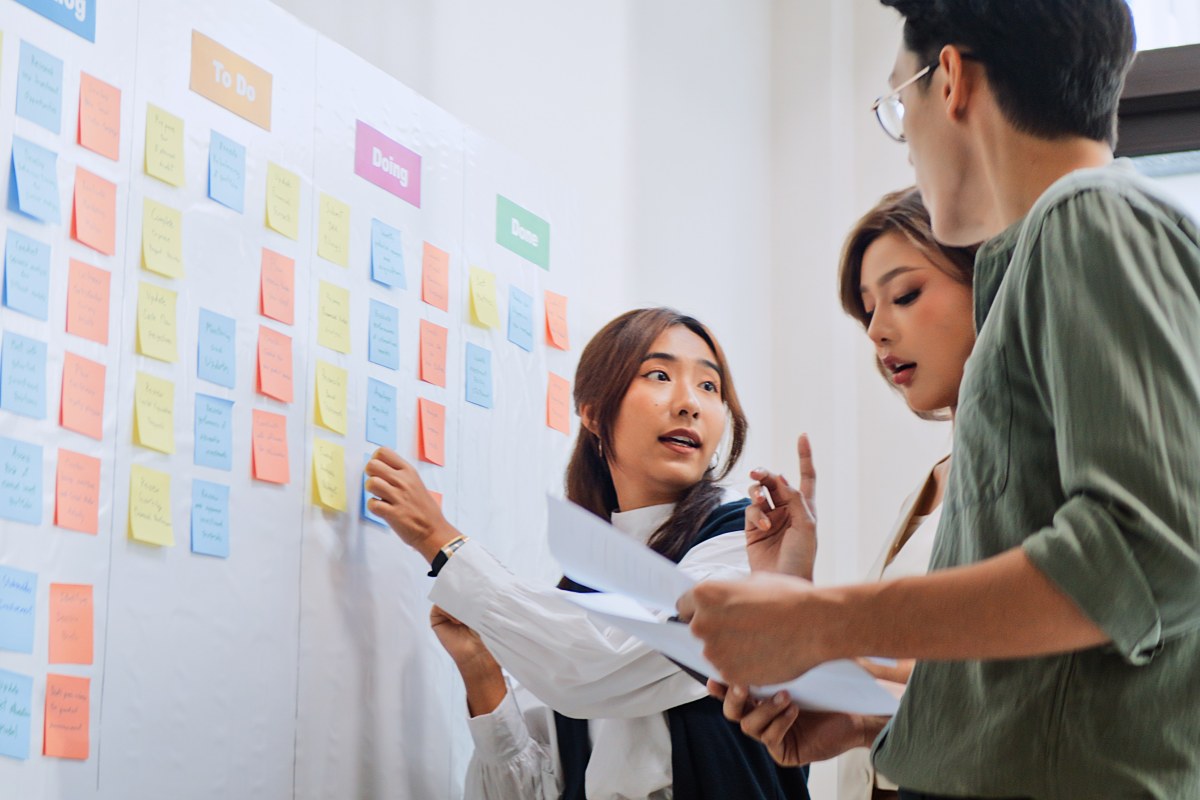 Young professionals discussing in an office