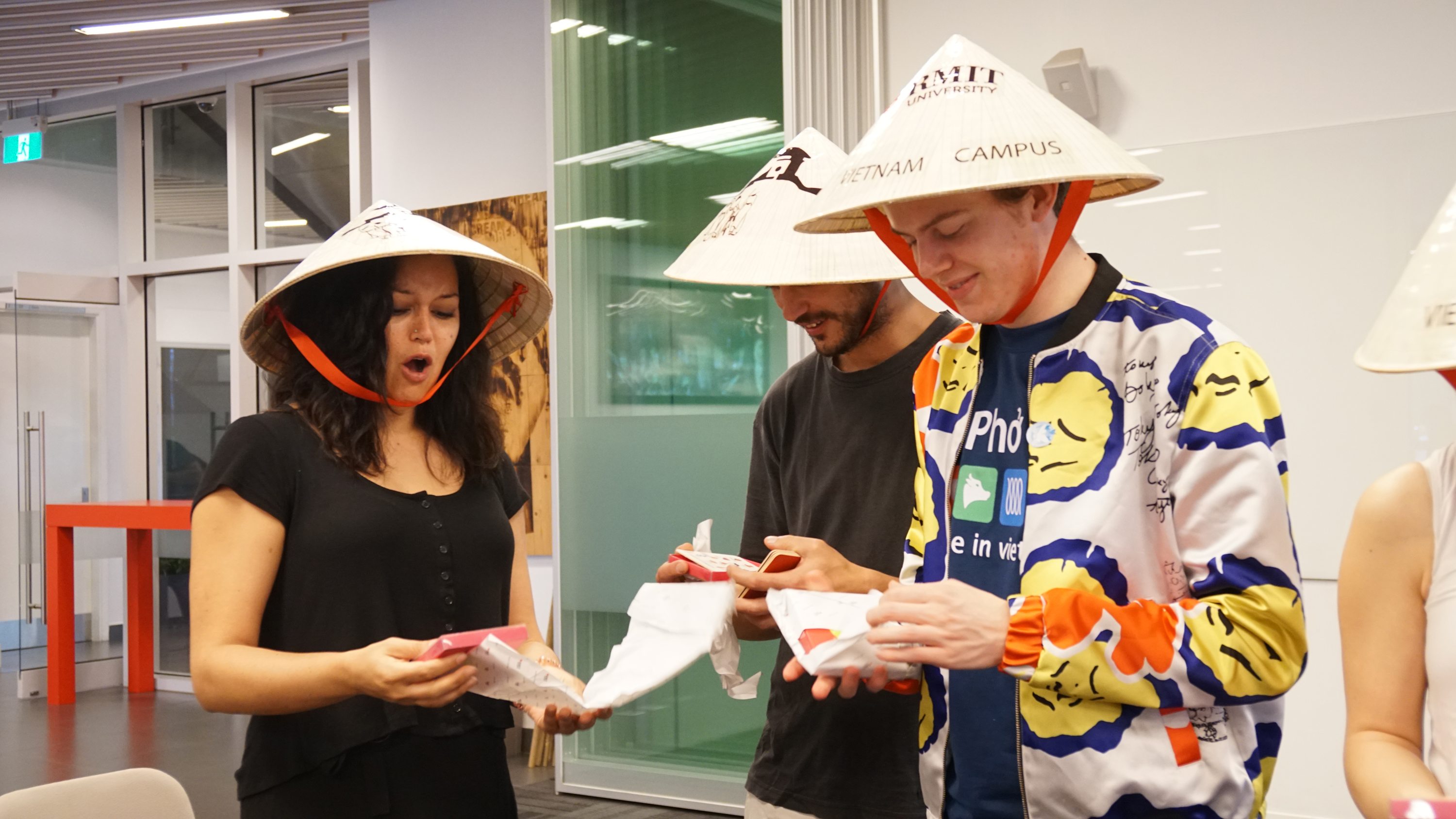 Group members were surprised with the gifts from RMIT Vietnam students. 