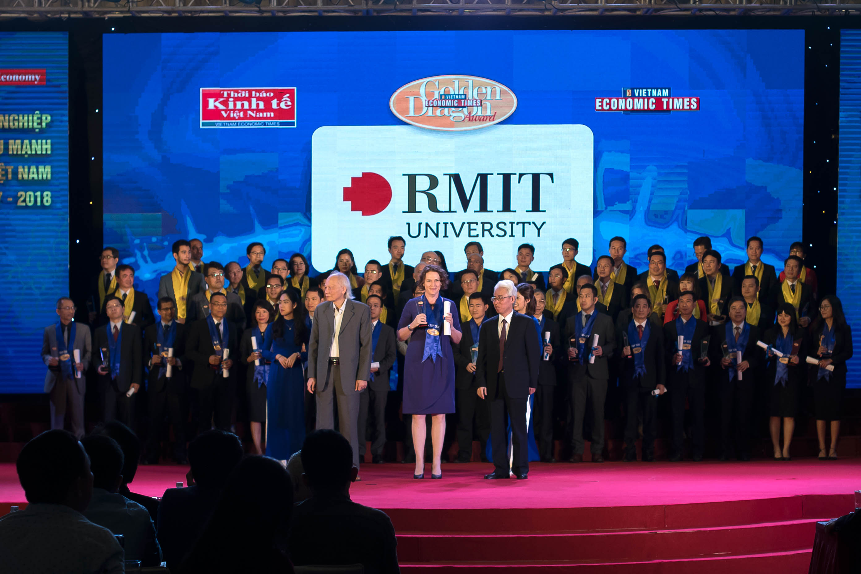 RMIT Vietnam’s Executive Director (Engagement) Jan Clohessy accepted the award at a presentation ceremony held at the JW Marriott Hanoi on 14 April 2018. 