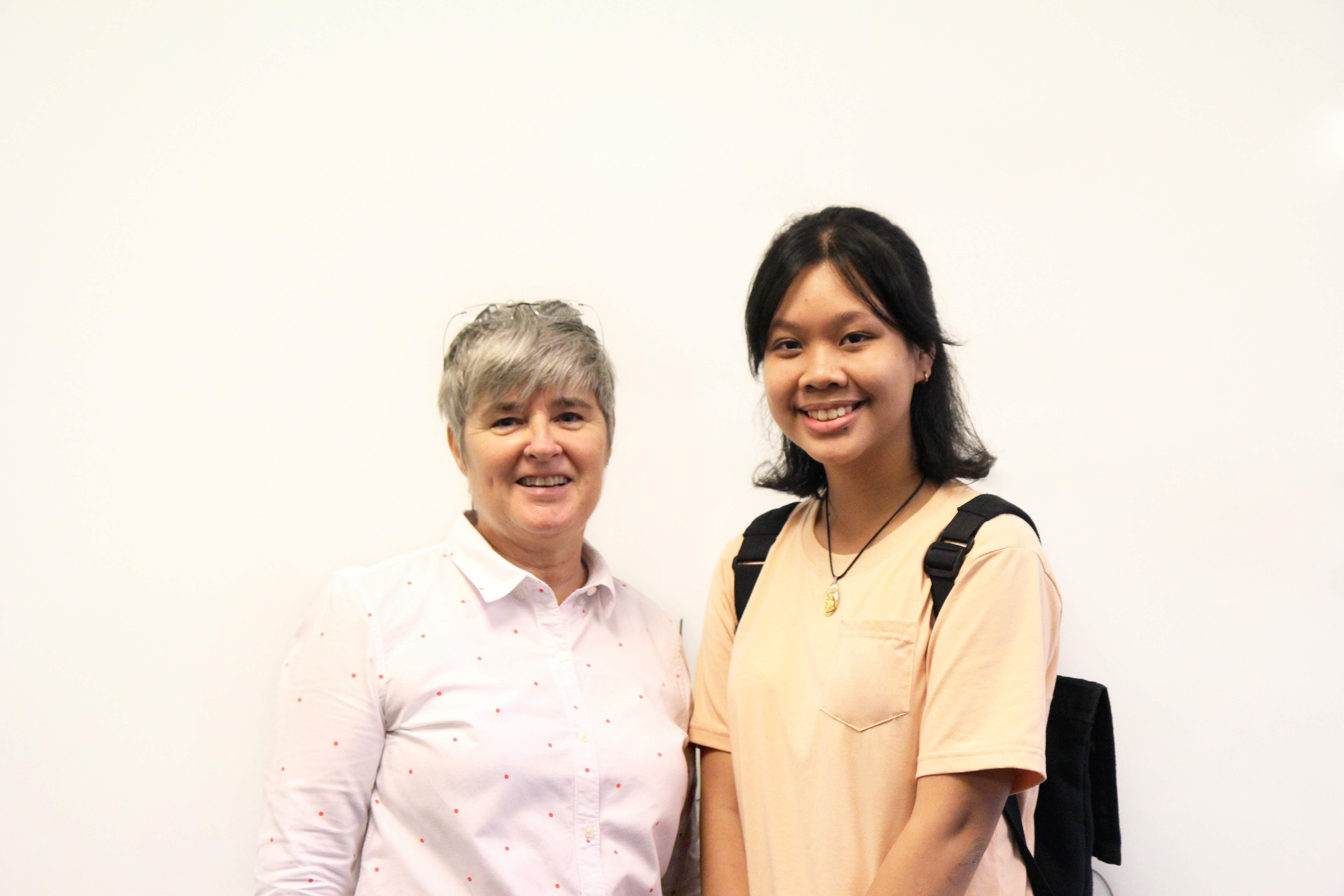 RMIT Vietnam English lecturer Ms Julie David with Le Nguyen Ngoc Thao.