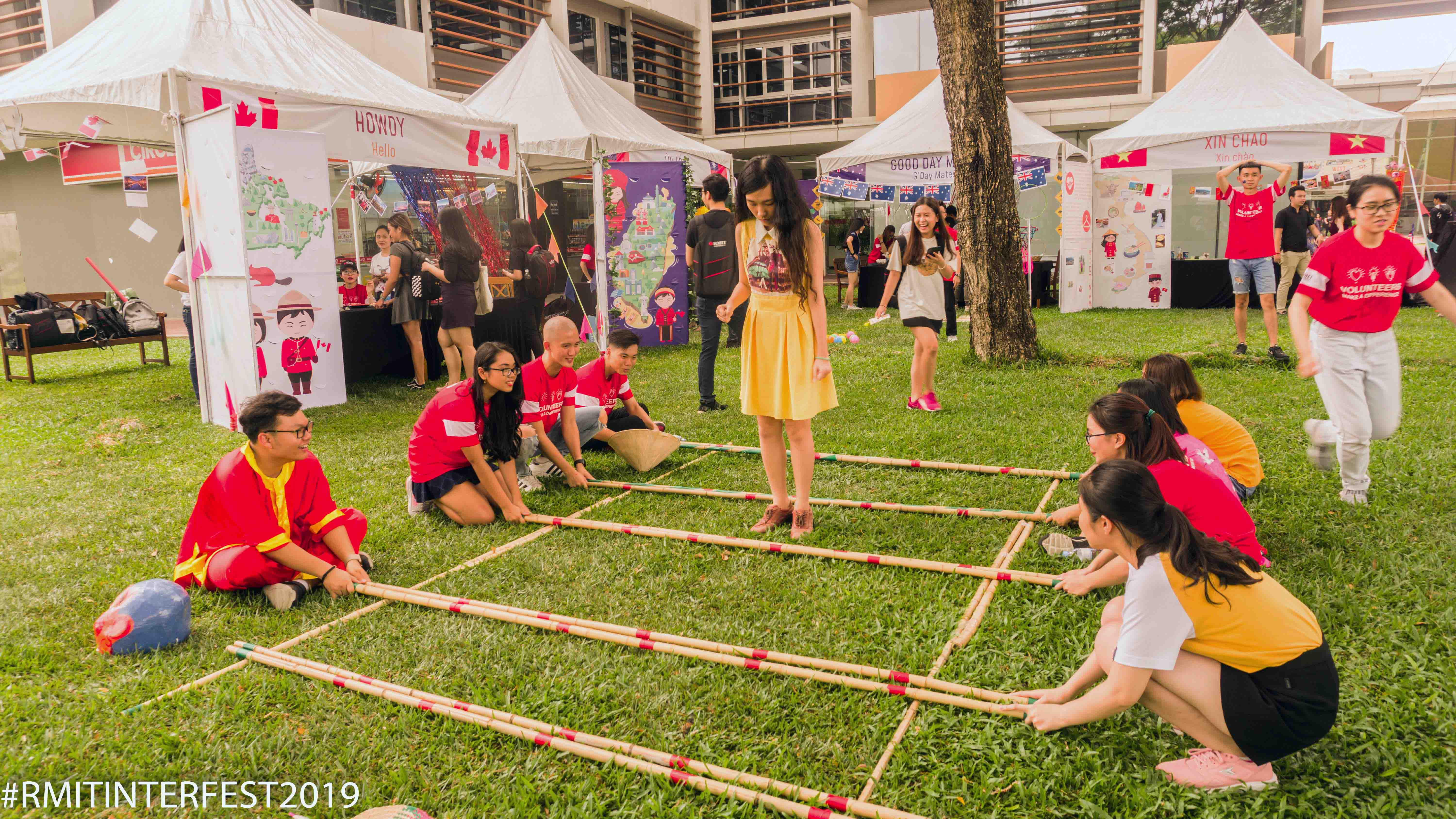 The traditional Vietnamese bamboo stick dance was a popular activity at the International Festival.