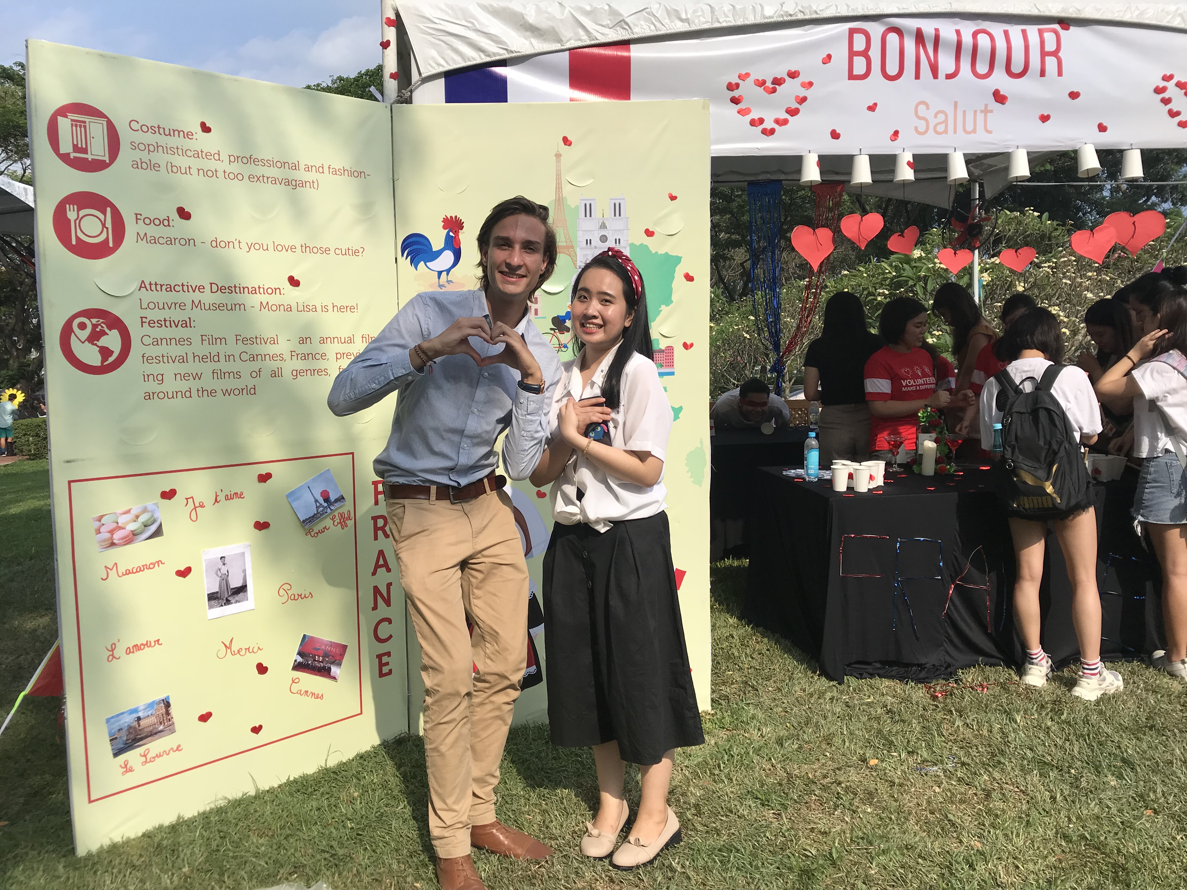 Pierre-Mael Dousson, an exchange student from the PSB Paris School of Business in France, and his team represented the French cultural booth.